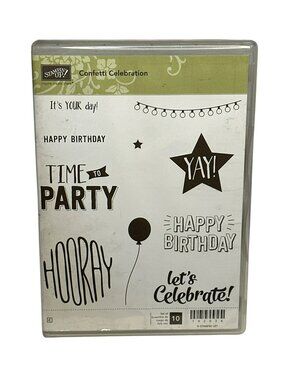 Pre-Owned Stampin' Up! Confetti Celebration 10pc Cling Stamp Set Sale-A-Bration